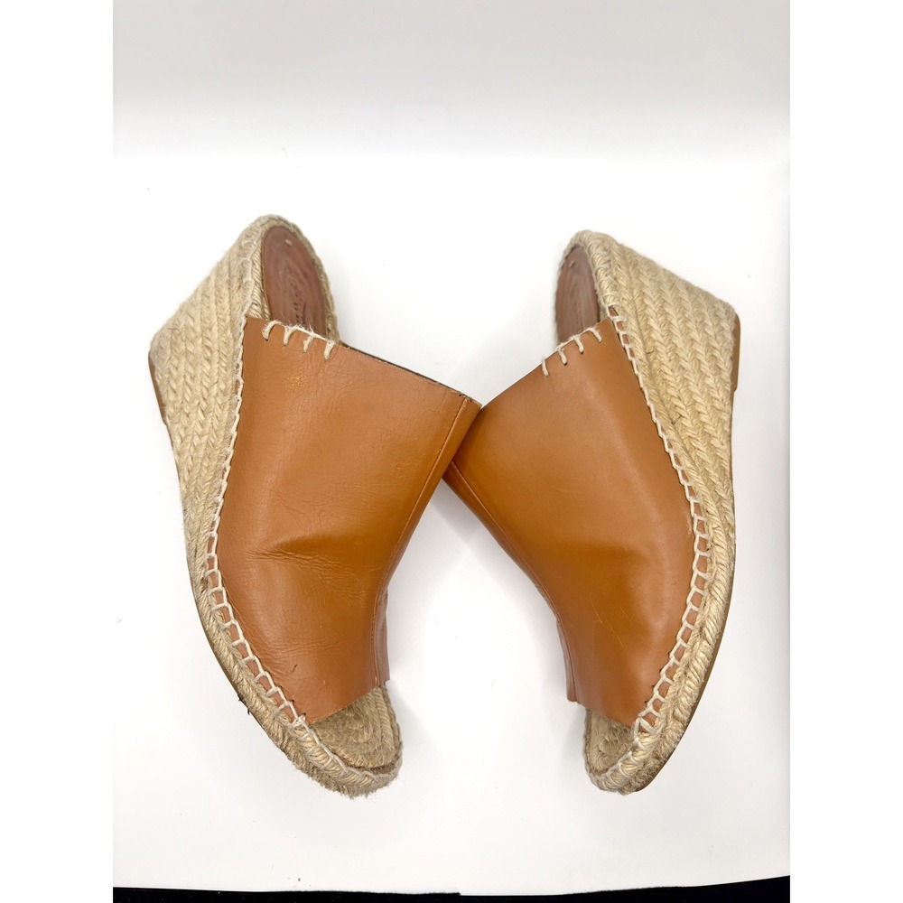 Soludos Brown Leather Wedge Mules Size 9